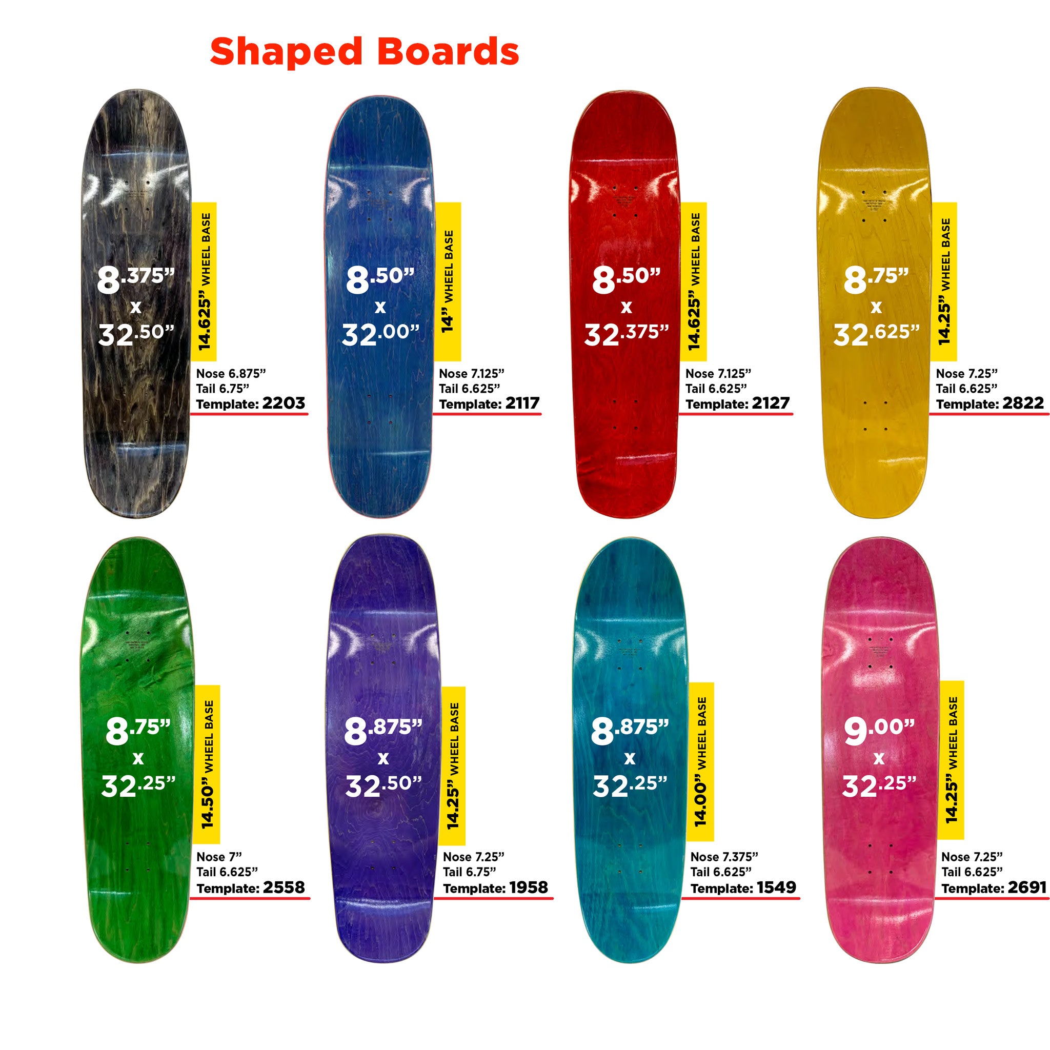 Blank Board Pack - $20.50 Each (30 Board Min) Standard, Full & Shaped Boards